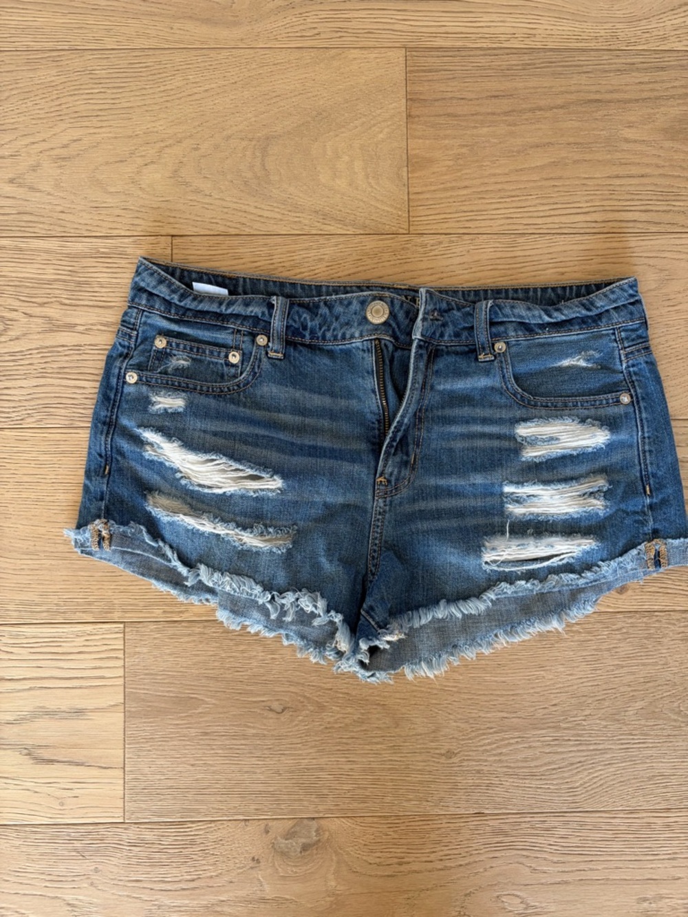 American Eagle Outfitters Distressed Blue Denim Jean Shorts